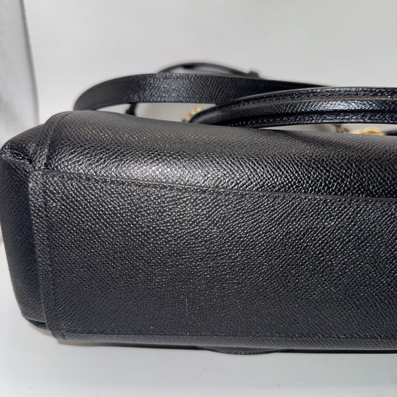 Black Coach Crossgrain Leather Satchel Tote Bag Gold Hardware Like New - Picture 3 of 11